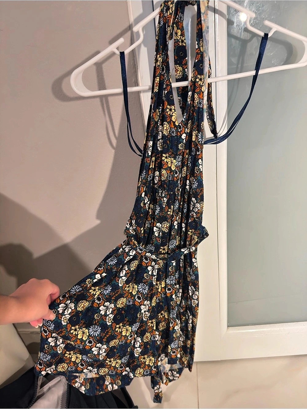 Floral Romper in Blue & Orange Like New